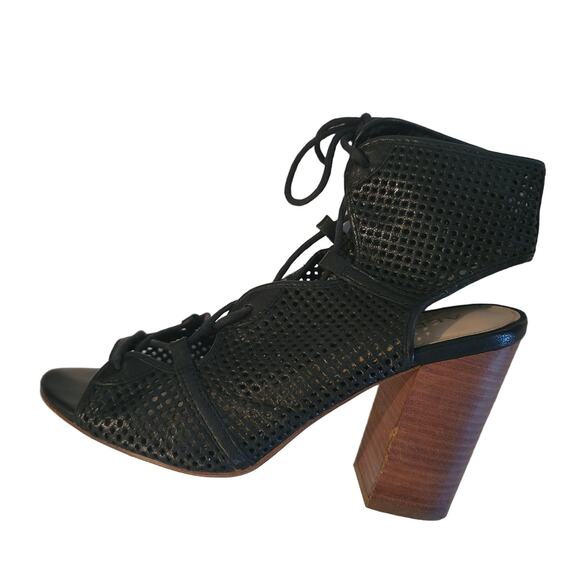 Aldo Alicya Perforated Lace Up Open Toe Block Heel Sandal, Size 8, EUC - Picture 4 of 11